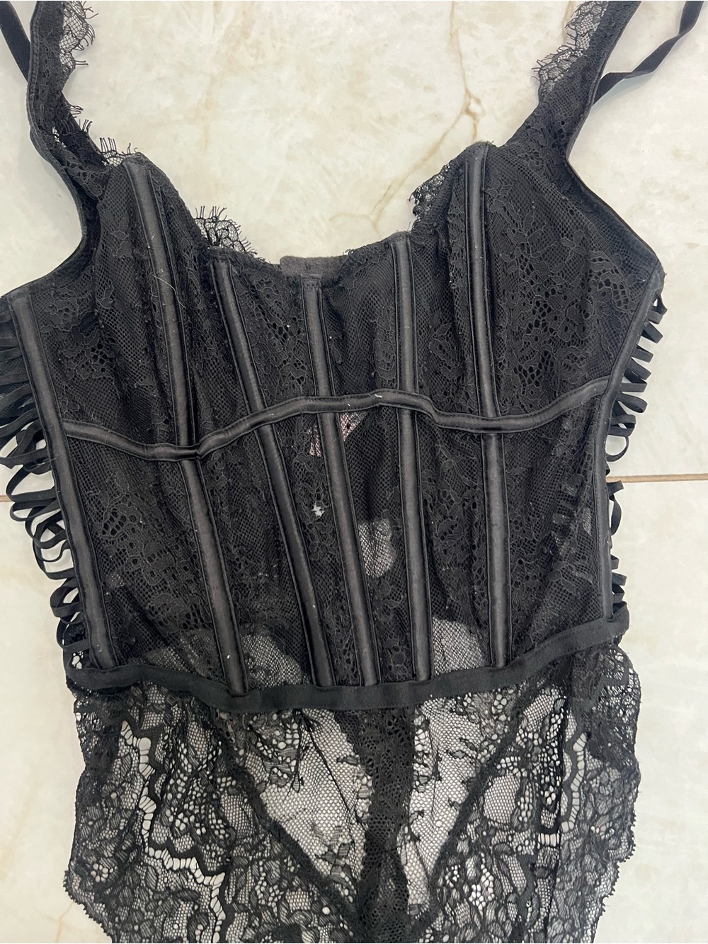 Victoria's Secret Black Lace Sexy Lingerie Bodysuit Size Medium - Picture 2 of 6